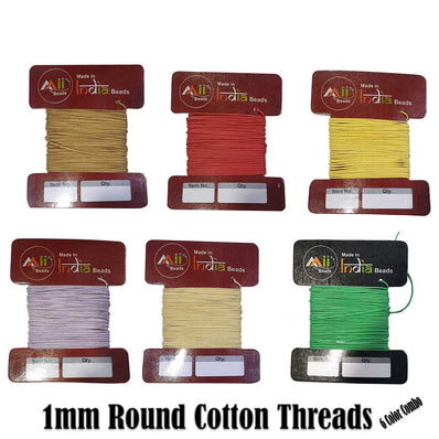 1mm Combo Cotton threads for Jewellery Making Each 10 Meters (Total 60 Meters)