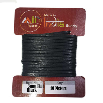 10 Meters Black Waxed Flat Cotton Dori Lace Cords threads for jewellery making