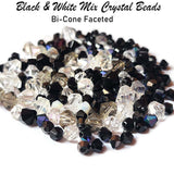 50 Grams Pkg. Faceted B-Cone Black and White Mix, size encluded as 4mm to 8mm