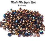 50 Grams Pkg. Metallic Faceted Bi-Cone Black and White Mix, size encluded as 4mm
