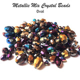 50 Grams Pkg. Faceted Drop Shapes Mix Metallic Crystal Beads, Size encluded as 5x7mm, 8x12mm, 10x15mm and some 3x5mm