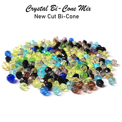 50 Grams Pkg. bi cone new cut Various colors,  in size about 4mm