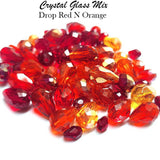 200 Pcs Pkg. Red color, Drop Faceted Crystal Glass beads, size encluded as 5X7MM, 8X12MM, 10X15MM AND SOME 3X5MM