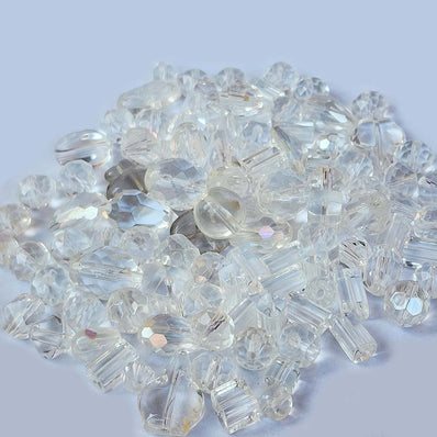 50Grams Pkg. Crystal Mix Shapes Glass beads for jewelry making Crystal White Clear Various Shapes, size about 6~12mm