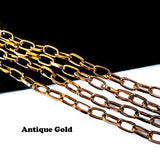 1 PIECE CUTTING PACK OF 70-75 CM LONG' ANTIQUE GOLD ' ANTI TARNISH METAL CHAIN' 8X4 MM USED IN DIY JEWELLERY MAKING