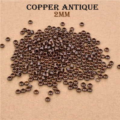 500Pcs 4mm Round Crimp Beads Jewelry Making Crimp End Spacer Bead, Copper