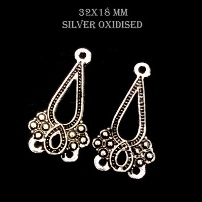 5 PAIR PACK' 32X18 MM SILVER OXIDISED EARRING MAKING FRAME