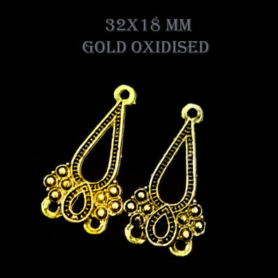5 PAIR PACK' 32x18 MM GOLDEN OXIDISED EARRING MAKING FRAME