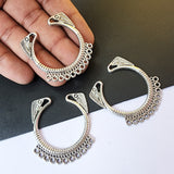 2 PAIR PACK' 40 MM APPROX SILVER PLATED EARRING BASE' USED IN DIY JEWELLERY MAKING
