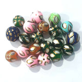 Size 10mm, 10 PCS PACK, HANDMADE ETHNIC INDIAN TRADE HAND BRUSHED PAINTED BEADS. FAST BEADS.