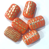 Size 26x18x9mm, 10 PCS PACK, HANDMADE ETHNIC INDIAN TRADE HAND BRUSHED PAINTED BEADS. FAST BEADS.