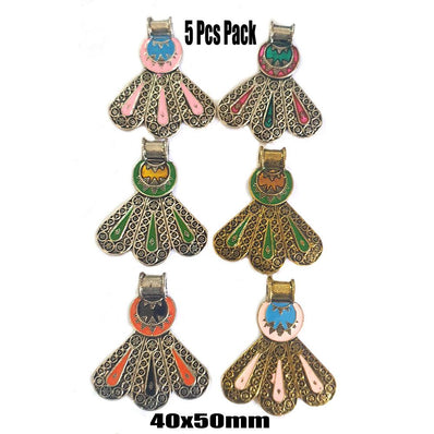 5 Pcs Pack Random Mix Enamelled Metal Pendants New Trend for Jewellery Making