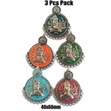 3 Pcs Pack Random Mix Enamelled Metal Pendants New Trend for Jewellery Making