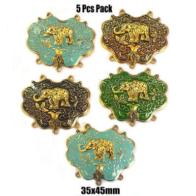 5 Pcs Pack Random Mix Enamelled Metal Pendants New Trend for Jewellery Making