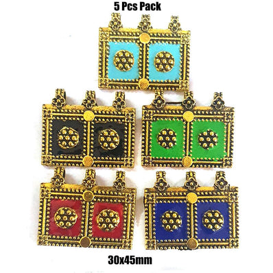 5 Pcs Pack Random Mix Enamelled Metal Pendants New Trend for Jewellery Making