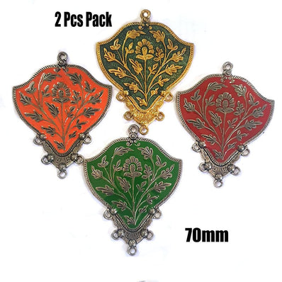 2 Pcs Pack Random Mix Enamelled Metal Pendants New Trend for Jewellery Making