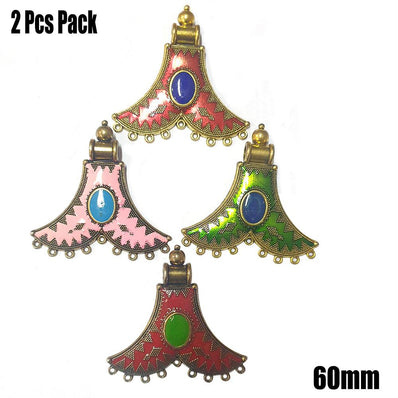2 Pcs Pack Random Mix Enamelled Metal Pendants New Trend for Jewellery Making