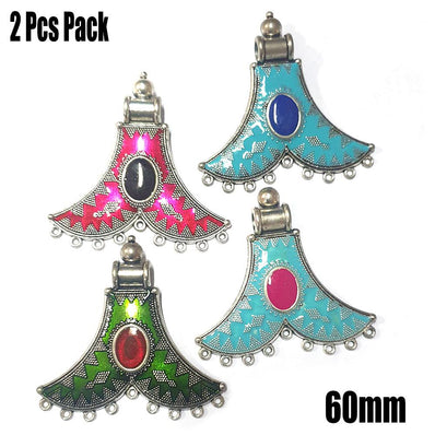 2 Pcs Pack Random Mix Enamelled Metal Pendants New Trend for Jewellery Making