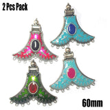 2 Pcs Pack Random Mix Enamelled Metal Pendants New Trend for Jewellery Making