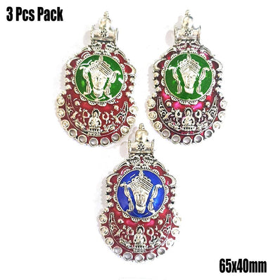 3 Pcs Pack Random Mix Enamelled Metal Pendants New Trend for Jewellery Making