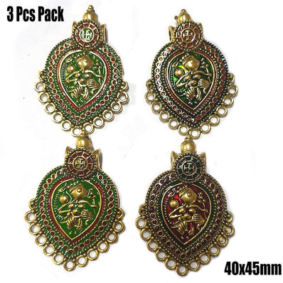 3 Pcs Pack Random Mix Enamelled Metal Pendants New Trend for Jewellery Making