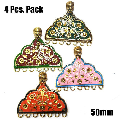 4 PCS PACK RANDOM MIX ENAMELLED METAL PENDANTS NEW TREND FOR JEWELLERY MAKING