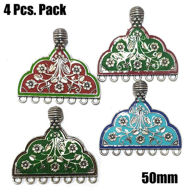4 PCS PACK RANDOM MIX ENAMELLED METAL PENDANTS NEW TREND FOR JEWELLERY MAKING