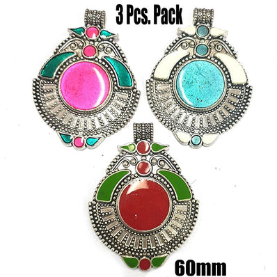3 PCS PACK RANDOM MIX ENAMELLED METAL PENDANTS NEW TREND FOR JEWELLERY MAKING