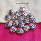 2 PIECES PACK' HANDMADE ENAMEL METAL VICTORIAN STYLE BEADS' APPROX. SIZE 15X12 MM' GOLD PLATED
