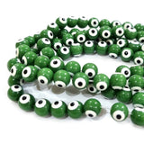 Green 8 MM ROUND ' SUPER FINE QUALITY EVIL EYE GLASS CRYSTAL BEADS SOLD BY PER LIN PACK' APPROX PIECES 47-48 BEADS