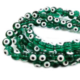Green Teal 8 MM ROUND ' SUPER FINE QUALITY EVIL EYE GLASS CRYSTAL BEADS SOLD BY PER LIN PACK' APPROX PIECES 47-48 BEADS