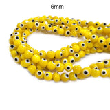 Yellow 6 MM ROUND ' SUPER FINE QUALITY EVIL EYE GLASS CRYSTAL BEADS SOLD BY PER LIN PACK' APPROX PIECES 65~66 BEADS