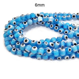 Turquoise Blue 6 MM ROUND ' SUPER FINE QUALITY EVIL EYE GLASS CRYSTAL BEADS SOLD BY PER LIN PACK' APPROX PIECES 65~66 BEADS
