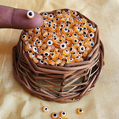20 PIECES PACK' 5-5.5 MM EVIL EYE FLAT ROUND SHAPED ACRYLIC BEADS' SUPER FINE QUALITY