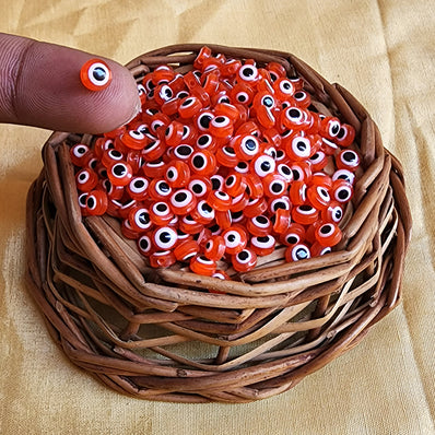 20 PIECES PACK' 5-5.5 MM EVIL EYE FLAT ROUND SHAPED ACRYLIC BEADS' SUPER FINE QUALITY