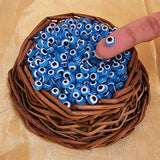 20 PIECES PACK' 5-5.5 MM EVIL EYE FLAT ROUND SHAPED ACRYLIC BEADS' SUPER FINE QUALITY
