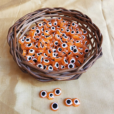 20 PIECES PACK' 7-7.5 MM EVIL EYE FLAT ROUND SHAPED ACRYLIC BEADS' SUPER FINE QUALITY