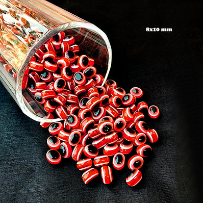 20 PIECES PACK' 8X10 MM EVIL EYE OVAL SHAPED ACRYLIC BEADS' SUPER FINE QUALITY
