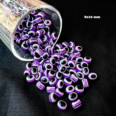 10 White Glass Evil Eye Beads, Chunky Rondelle Artisan Handmade Lucky –  LylaSupplies
