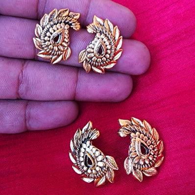3 PAIR PACK'  LOOP BACK SIDE' 26x18 MM SIZE GOLD OXIDISED EARRING MAKING STUD JEWELLERY MAKING FINDINGS