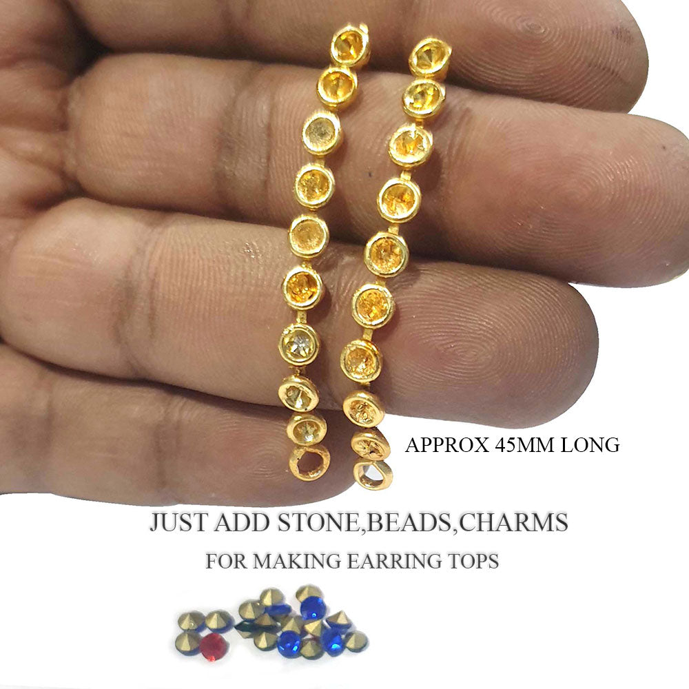 20 Pcs 10 Pairs Gold Plated New Trend tops stud earring making findings approx 45mm long