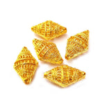 6 Pcs Gold anti Tarnish plated Filigree Brass Material handmade beads in size about 15x23mm