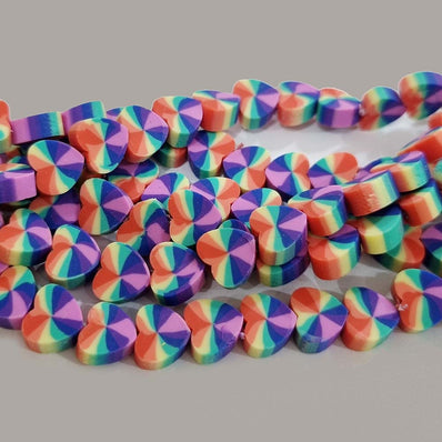 PER STRAND/LINE 9~10MM FIMO CANDIES DESIGNER RUBBER BEADS POLYMER CLAY BEADS FOR CRAFT AND JEWELRY MAKING, APPROX 40~43 BEADS IN A LINE, ONE LINE HAS ABOUT 16 INCHES LONG