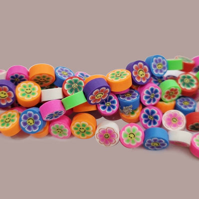 PER STRAND/LINE 9~10MM FIMO CANDIES DESIGNER RUBBER BEADS POLYMER CLAY BEADS FOR CRAFT AND JEWELRY MAKING, APPROX 40~43 BEADS IN A LINE, ONE LINE HAS ABOUT 16 INCHES LONG