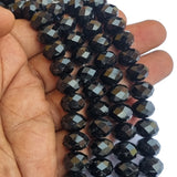 Per Line 16 inches long, Fire Polished Crystal Glass beads for Jewelry Making in size about 12mm, jet black color
