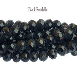 Per Line 16 inches long, Fire Polished Crystal Glass beads for Jewelry Making in size about 8mm, jet black color