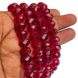 Maroon Color, Per Line 16 inches long, Fire Polished Crystal Glass beads for Jewelry Making in size about 12mm