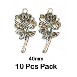 10 Pcs Pack, approx size  40mm Small Metal Oxidized Charm Pendant for Jewellery Making