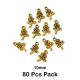 80 Pcs Pack, approx size  10mm Small Metal Oxidized Charm Pendant for Jewellery Making