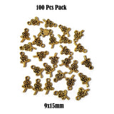 100 Pcs Pack, Small Metal Oxidized Charm Pendant For Jewellery Making